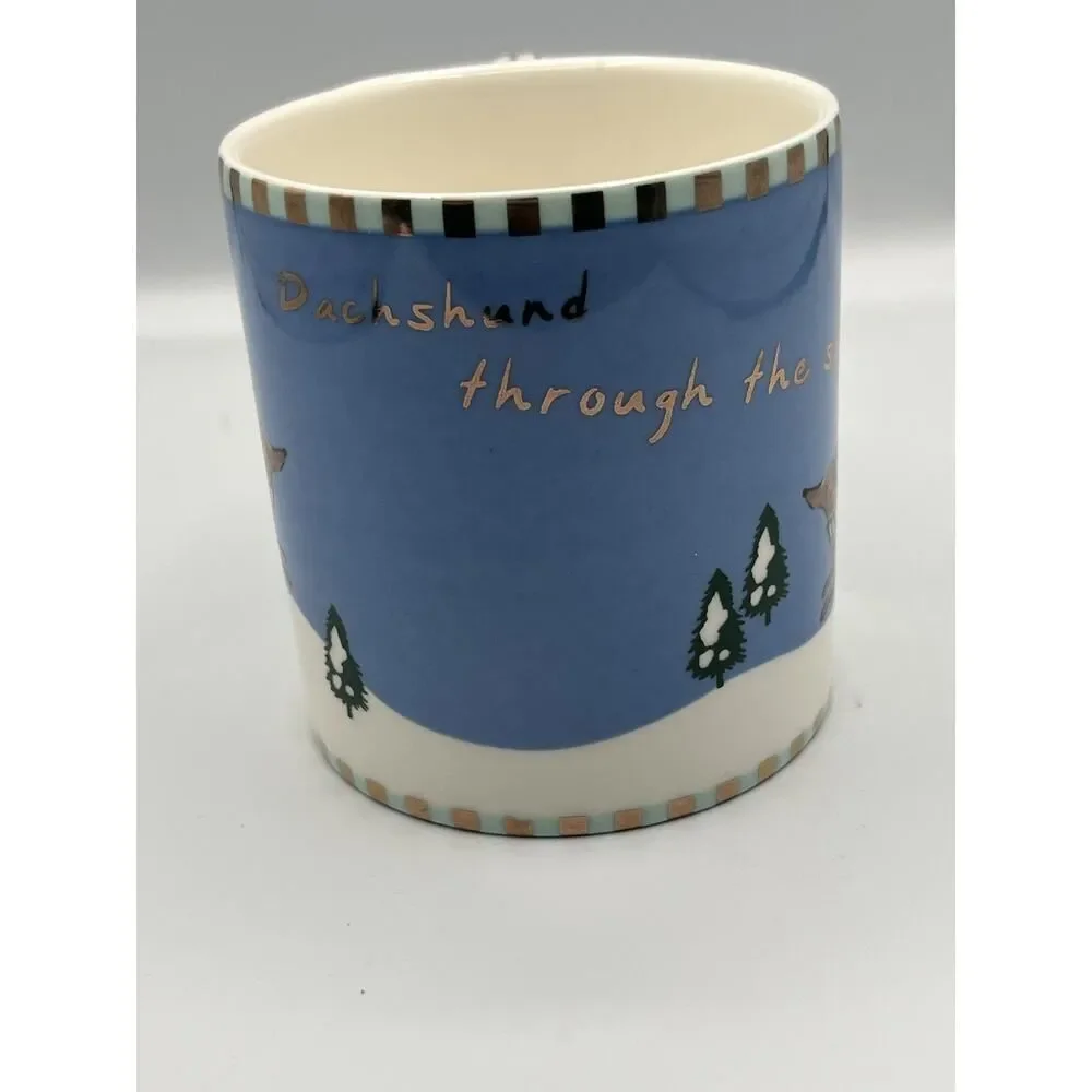 Anthropologie Caroline Holiday Creature Comforts Mug Dog Dachshund Cat Set of 2